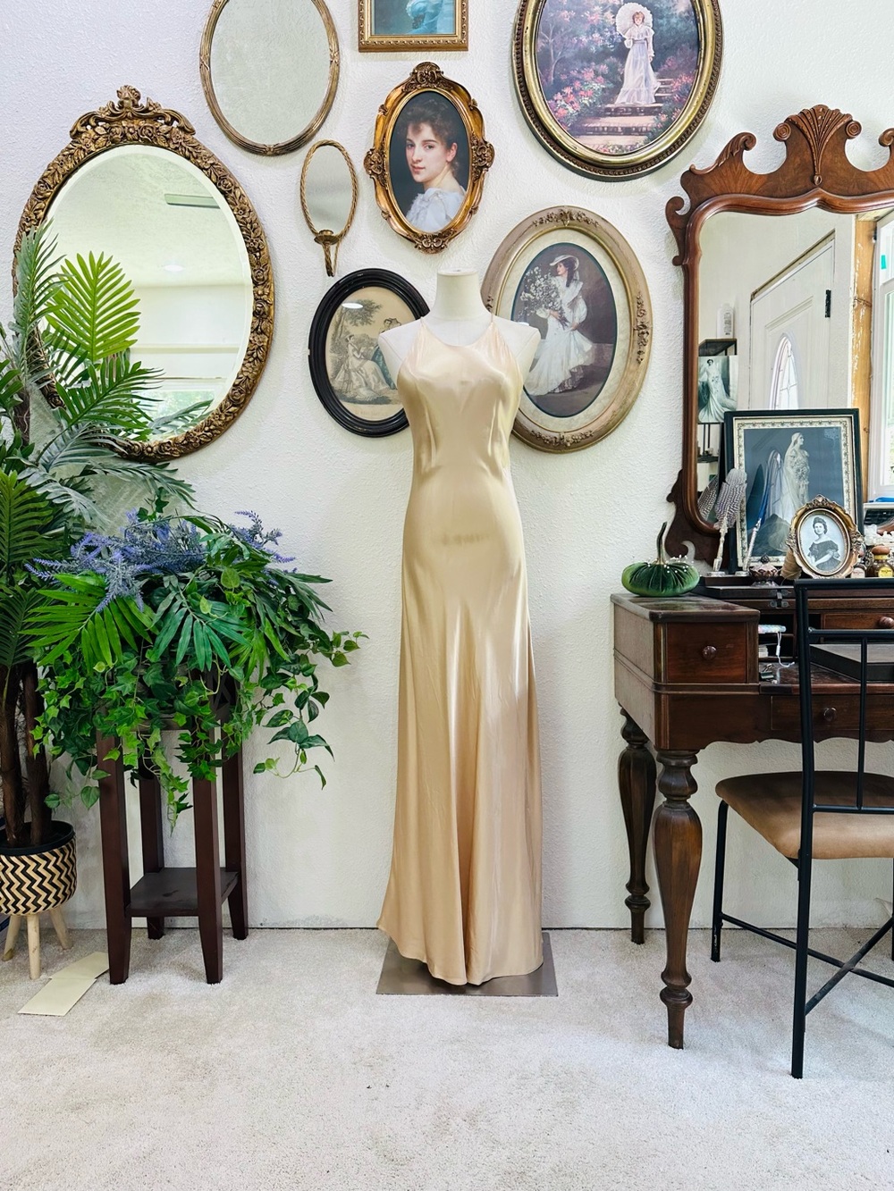 Satin Slip Wedding Dress in Champagne - Women Dresses